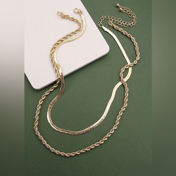 Layered rope and herringbone necklace set - Picture 3 of 8